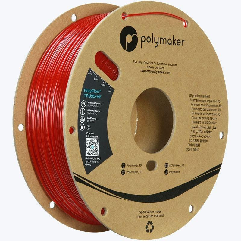 Polymaker PolyFlex TPU-95A High Speed Filament 1,75 mm Translucent Red 1 kg