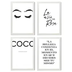 POSTER Set mit 4 Coco TypografieStil A4 Weißer Rahmen