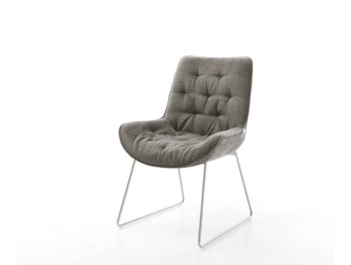 Esszimmerstuhl Taimi-Flex Bouclé Soft Schlamm Kufengestell Edelstahl, Esszimmerstühle