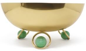 Classic Touch Salad Bowl Silver Inner Gold Outer with Ball Legs