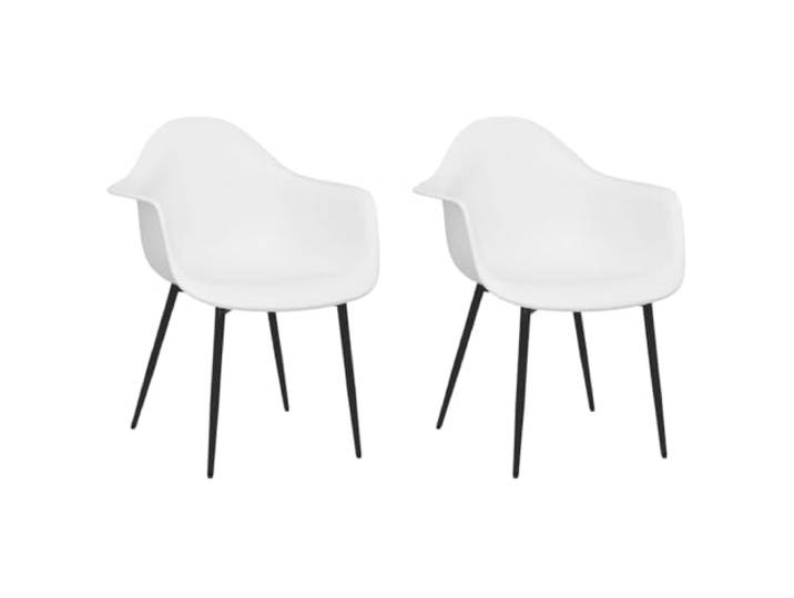 Fisinber Esszimmerstühle 2er Set Weiß Küchenstühle Schalenstühle Ergonomische Schale mit pulverbeschichtetem Metallgestell für Wohnbereich und Küche bis 110 kg belastbar.