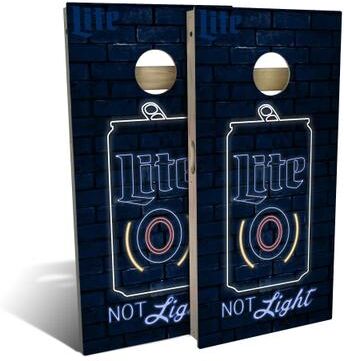 Skip's Garage Miller Lite Neon Outdoor Cornhole Board Set
