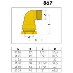 CA Winkel-Anschlussverschraubung AG 32 mm x 1Zoll AG für PE-Kunststoffrohr
