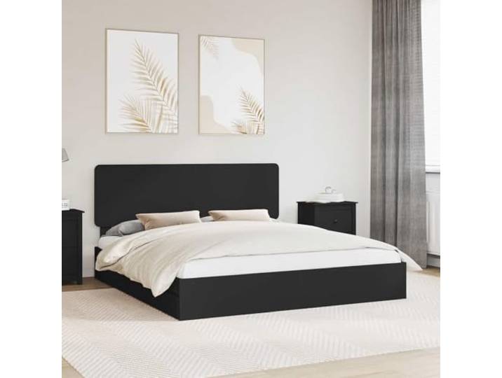 Stauraum Bettgestell Holzwerkstoff Stadtwohnung modern 200 x 200 cm Schwarz Aufbewahrungsbett Schwarz 200 x cm Holzwerkstoff mit Kopfteil, Lattenrost und 2 Schubladen, Stauraum Bettgestell für