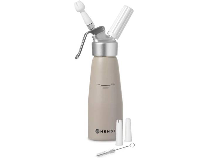 HENDI Slagroomapparaat – 0\,5L – Aluminium – Inclusief 3 mondstukken – Taupe