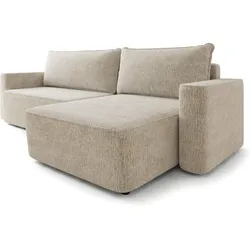 ECKSOFA BELARO BL Creme Chenille mit Schlaffunktion