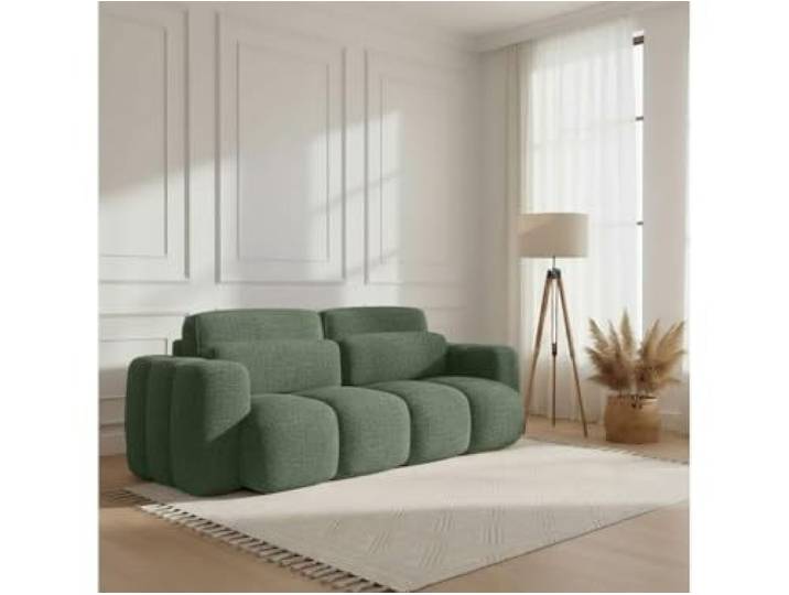 TRADA Sofa mit Schlaffunktion, Bloom, 275x90x110 cm, Grün Mit DL-Ausklappsystem, Sitzer Wohnzimmer Sofabett mit 150x200 Liegefläche, Schlafsofa mit Bettkasten