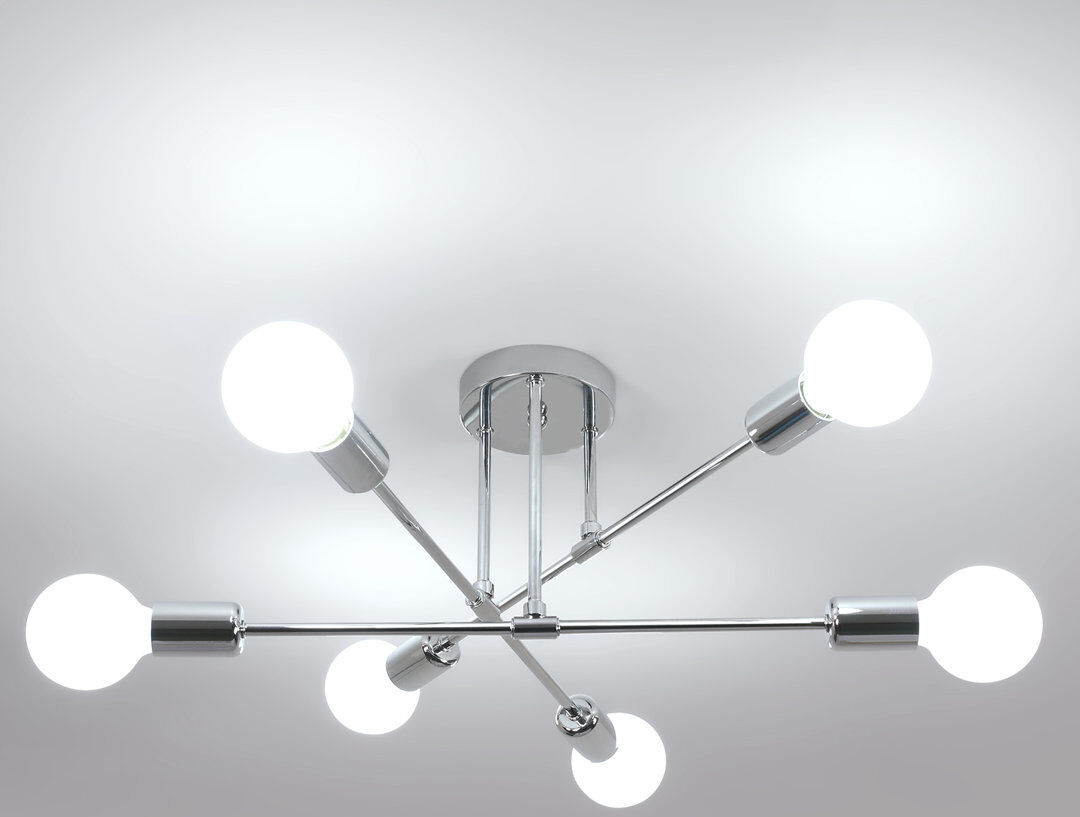 George Oliver Chrome 6-Light Branch LED Ceiling Light Chrome 24cm H X 52cm W X 52cm D