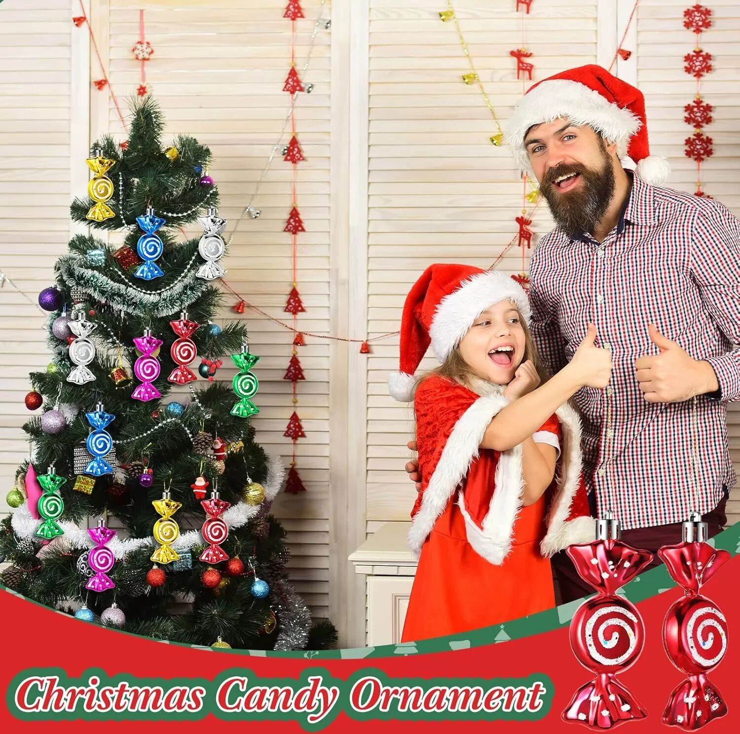 INF Mini Ornements de Bonbons de Noël - Ensemble de 6, Décorations Festives à Suspendre à l'Arbre Multicolore