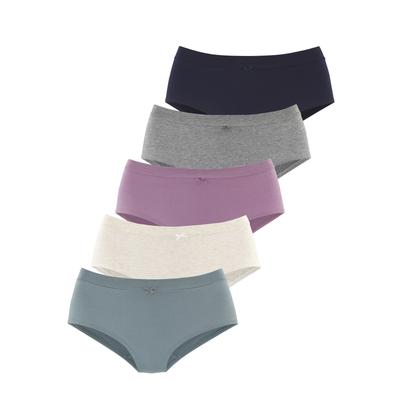Taillenslip VIVANCE, Damen, Gr. 36/38, Single Jersey, bunt (anthrazit meliert, beige meliert, flieder, eukalyptus, navy), Single Jersey, Obermaterial: 95% Baumwolle, 5% Elasthan, meliert, unifarben, körpernah, Unterhosen Taillenslip, mit breitem...