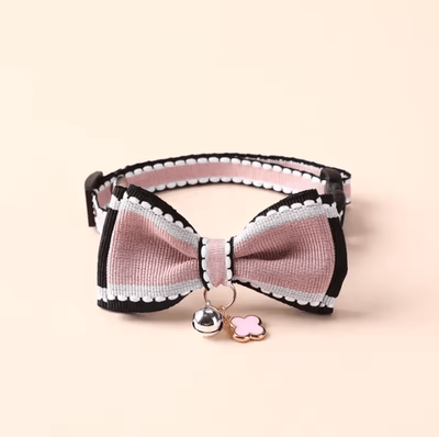 Inspire Curations BellaBow Adjustable Pet Collar With Bell pink