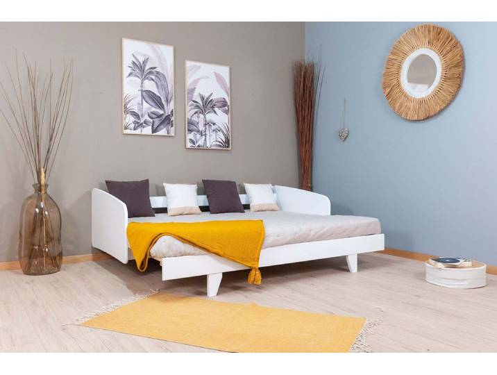 Lit banquette extensible ORION bois massif, gigogne gain de place pour chambre ou salon
