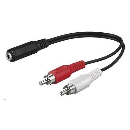 PremiumCord Cable Jack 3.5mm - RCA (Cinch) x2 1.5m black (kjackcinb2) (1.50 m, Cinch Kabel) (KJACKCINB2)