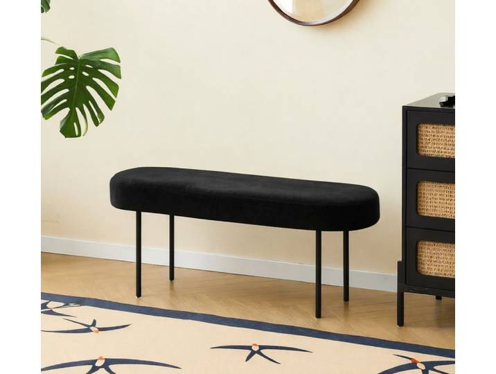 Banc en métal et velours noir