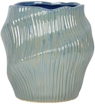 Sagebrook Home Ceramic Decorative Vase with Ribbed Texture Sculptural Hollow Design