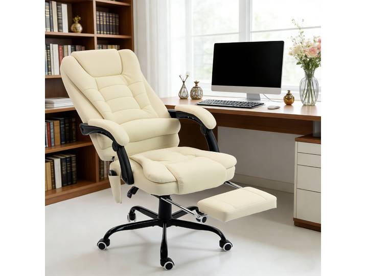 Vinsetto Fauteuil Massant Bureau Réglable Inclinable Beige