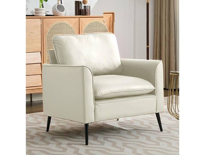 Fauteuil de loisirs 1 place blanc en similicuir respirant avec accoudoirs