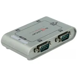 Delock Seriell-Hub 4-Port 1x USB 4x D-Sub9 extern (USB-A, 4 Ports), Dockingstation + USB Hub, Silber