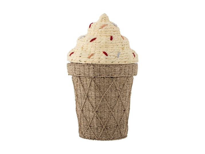 Bloomingville Panier de rangement avec couvercle Cillie Ø40 cm Nature ice cream