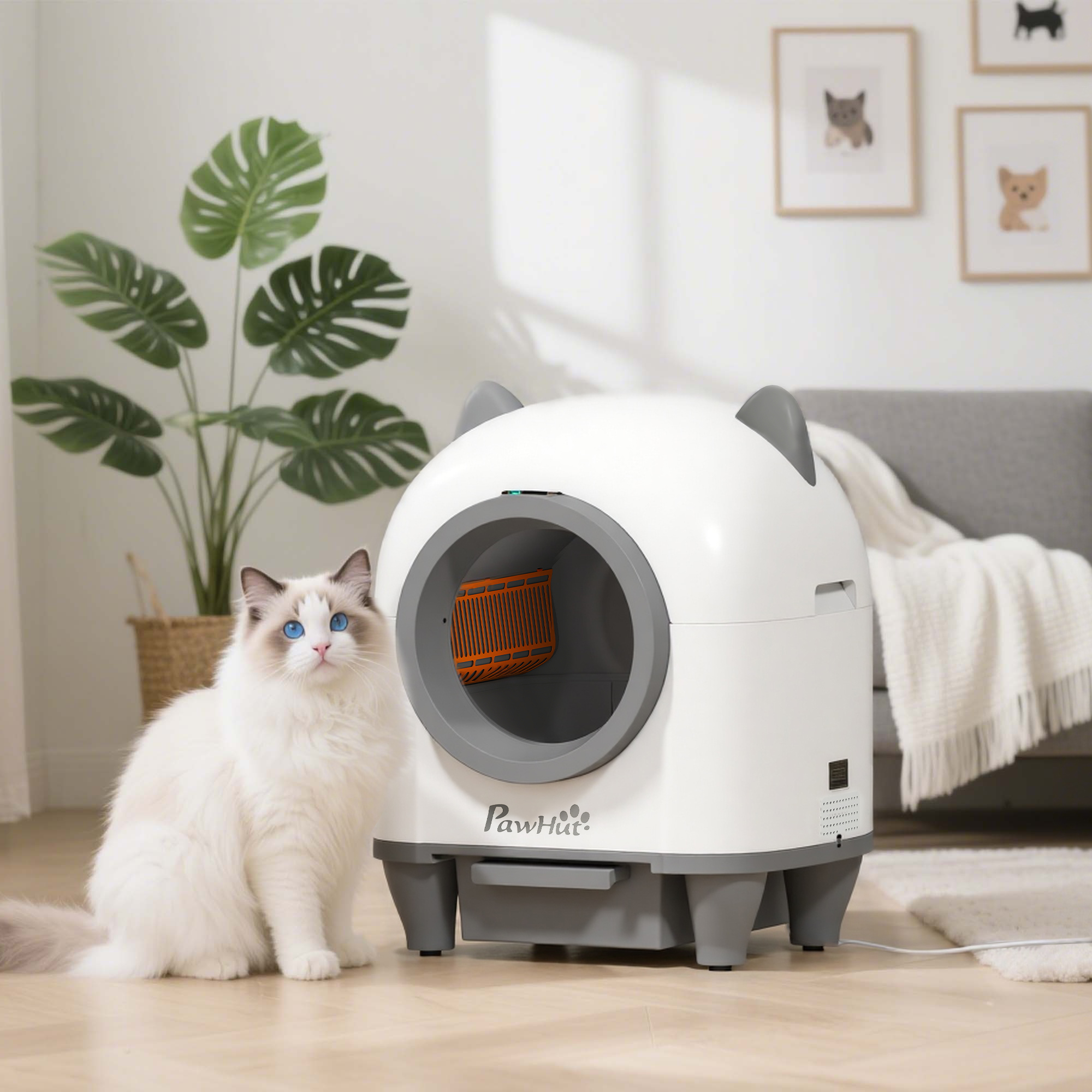 Pawhut Lettiera per Gatti Autopulente con Controllo dell'App 80 L Eliminazione degli Odori per Più Gatti   Aosom Italy