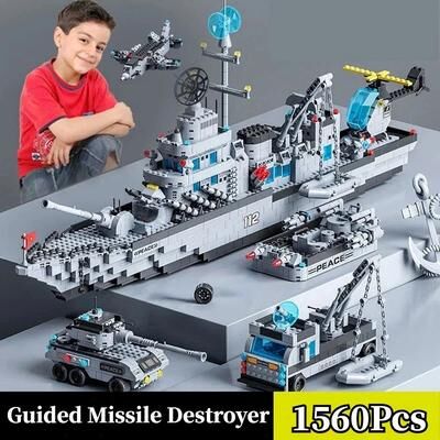 Uplift Treasures 1560pcs 6 In 1 Military Navy Ship Building Block Set 1560pcs 6 In 1 Military Navy Ship Building Block Set