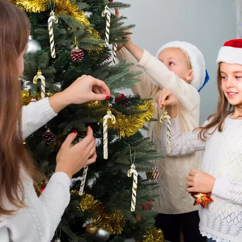 INF Zuckerstangen Weihnachtsbaumschmuck (6er-Pack) - Festliche Weihnachtsdekorationen Gold