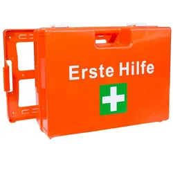 Erste-Hilfe-Koffer für Betriebe DIN 13157 Premium Verbandkasten + Wandhalter orange 620139