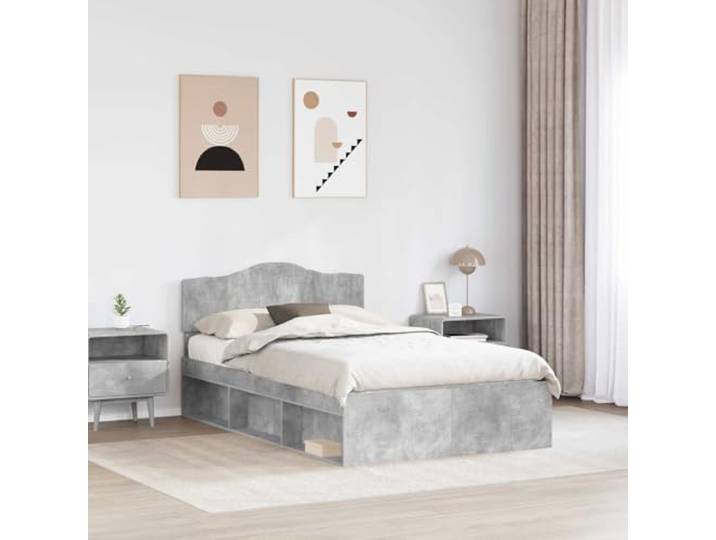 SKTQYQO Bett Kiefer massiv 120 x 200 cm Struktur Technisches Holz, Kopfteil inklusive, modernes Design, minimalistisches Zimmer