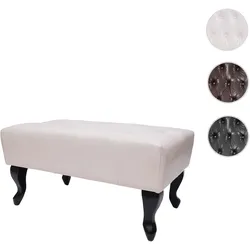 Ottomane Chesterfield, Sitzhocker Fußablage Hocker, Kunstleder 39x77x47cm ~ creme-weiß
