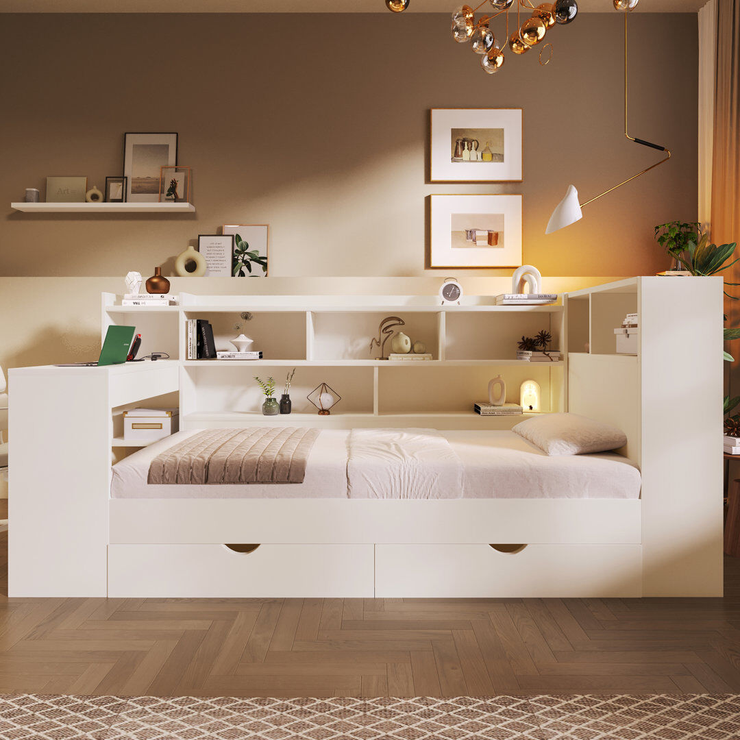 Brayden Studio Daybed White 100cm H X 90cm W X 263cm L