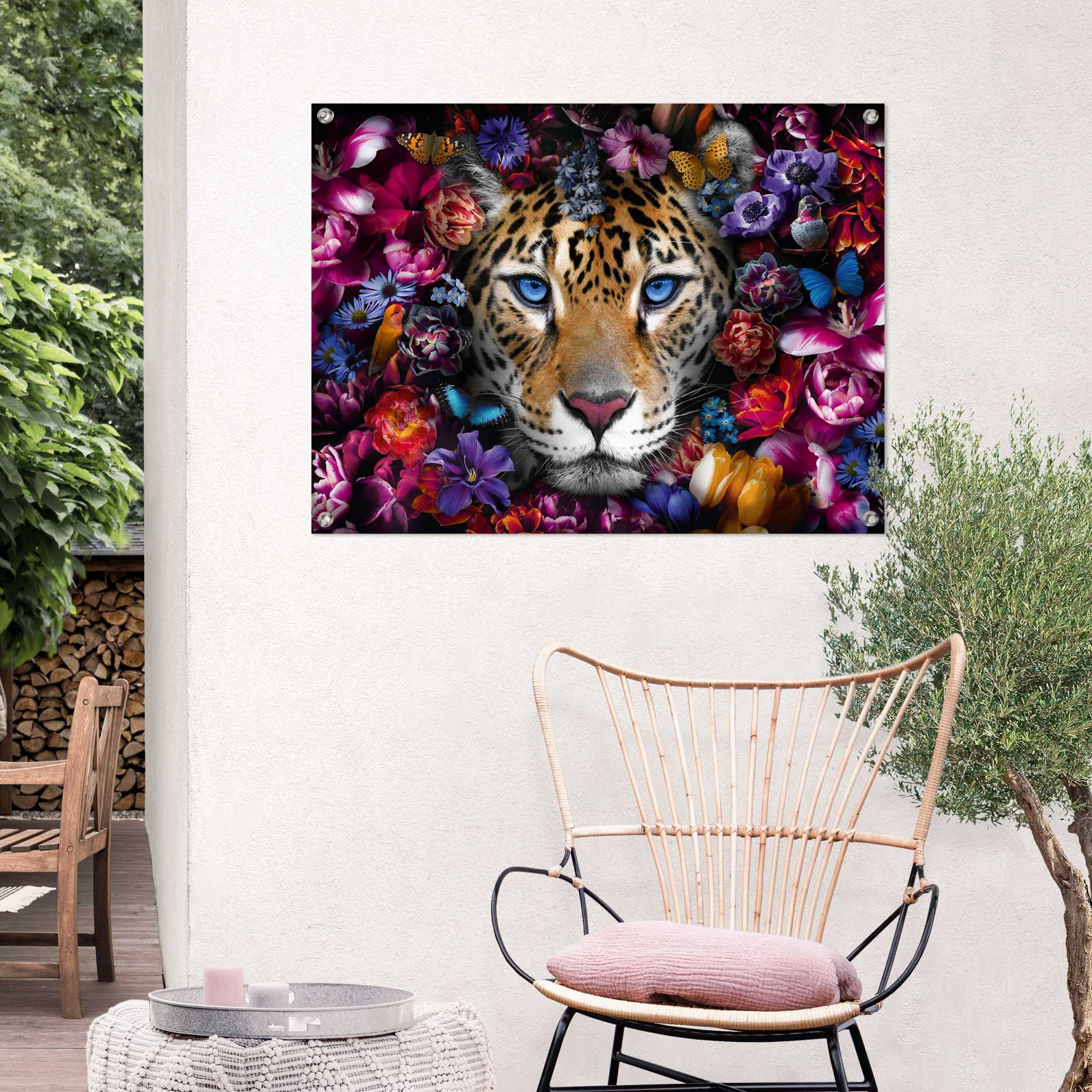 Reinders! Poster REINDERS "Flower Cat", bunt (farbe bild(er): bunt), B:80cm H:60cm T:0,1cm, Leinwand, Bilder, Poster, Outdoor für Garten oder Balkon farbe bild(er): bunt B/H/T: 80cm x 60cm x 0,1cm