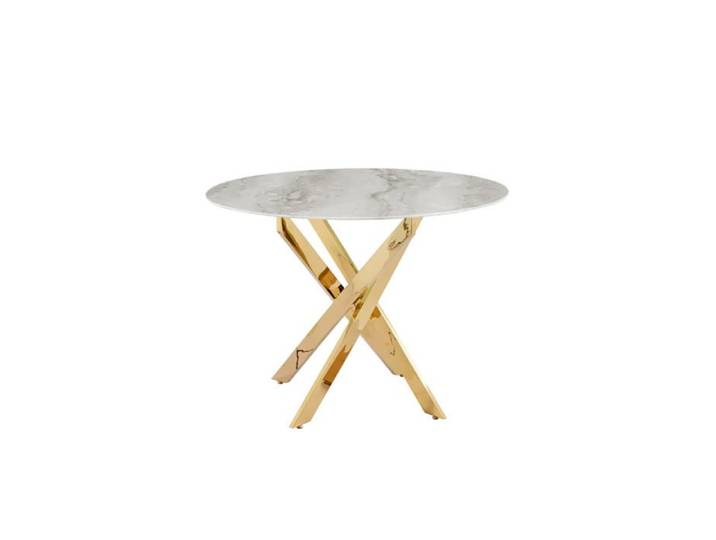 Table à manger ronde MARBRE GRIS JESSICA Gold 100 cm 4 couverts