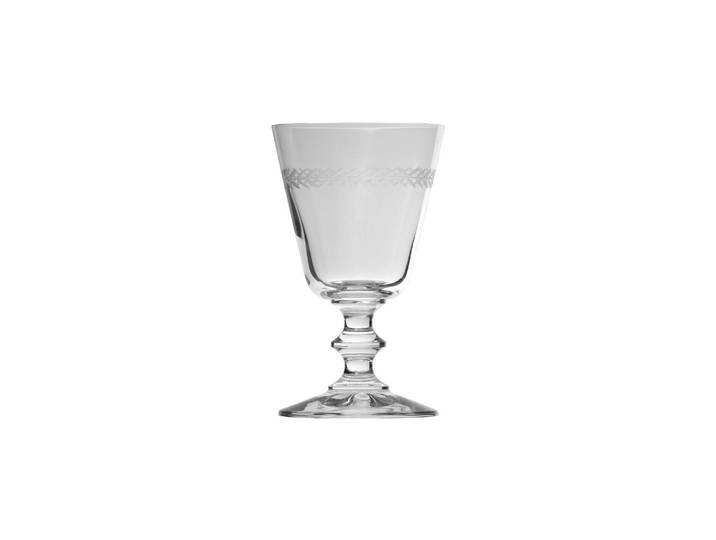 Verre à vin en verre transparent, gravé, motif laurier - Chehoma,