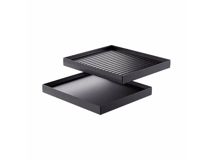 Stöckli PizzaGrill 4 Wende-Grillplatte – Raclette Zubehör/Fondue Zubehör – schwarz