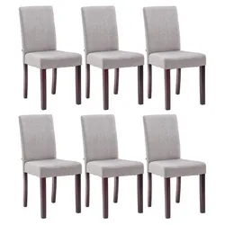 CLP 6er Set Esszimmerstuhl Ina Stoff cappuccino   Farbe: hellgrau, Gestell Farbe: cappuccino