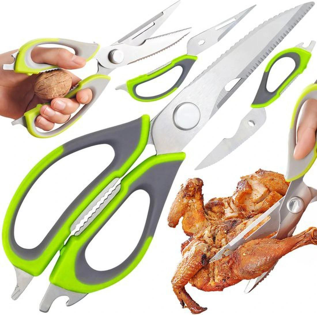 Azomor roestvrijstalen keukenschaar met ergonomische handgrepen en flessenopener