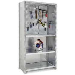 PROREGAL Werkstatt-regal FALKE Stecksystem mit Seitenwand Vollblech | Grundregal | HxBxT 200x100x50cm | 4 Stahlfachboden & Lochblech-Rückwand