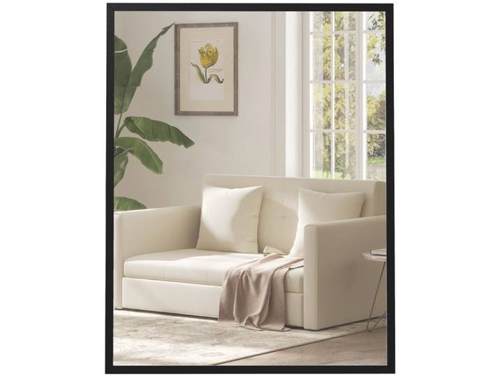 Miroir de salle de bain - Miroir mural rectangulaire - Pose horizontale ou verticale - Noir - Pour décoration intérieure - EUJIGSHOP