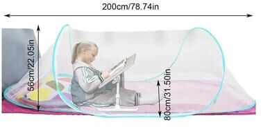 Uplift Picks Portable Foldable Mosquito Net Bed Tent For Camping Travel Family Comfort lake Blue 200x80x56cm