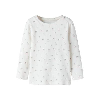 Langarmshirt NAME IT "NMFFICHERRY LS SLIM TOP", Mädchen, Gr. 92, weiß (cloud dancer), Jersey, Obermaterial: 95% Baumwolle, 5% Elasthan, figurbetont normal, Rundhals, Shirts Langarmshirt