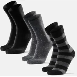 MERINO CREW SOCKEN - 3-Pack - Schwarz | Grau Gepunktet | Grau Gestreift - 39-42
