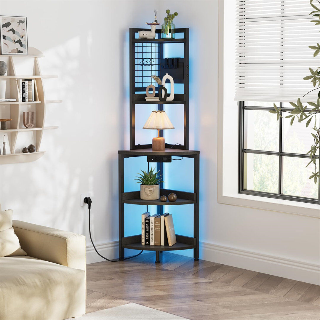 Rio Bastos 151.5 cm H x 40 cm W Corner Bookcase Black