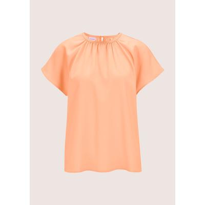 Shirtbluse MADELEINE "Blusenshirt Sommerliches Freizeitshirt mit Falten", Damen, Gr. 46, orange (pfirsich), Obermaterial: 100% Polyester PES., Modern, normal, Blusen