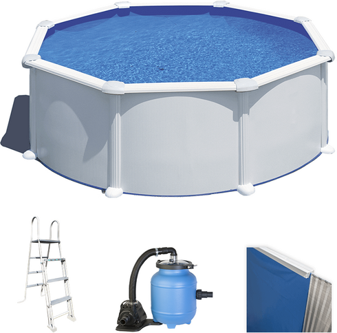 Gre Atlantis Ronde Ø350 x 120cm - Piscine hors-sol en acier - Filtre Aqualoon