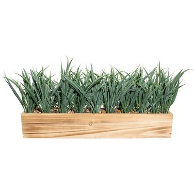 Kunstgras CREATIV GREEN "Holzkasten mit Gras", grün, B:55cm H:23cm T:10cm, Kunststoff, Kunstpflanzen