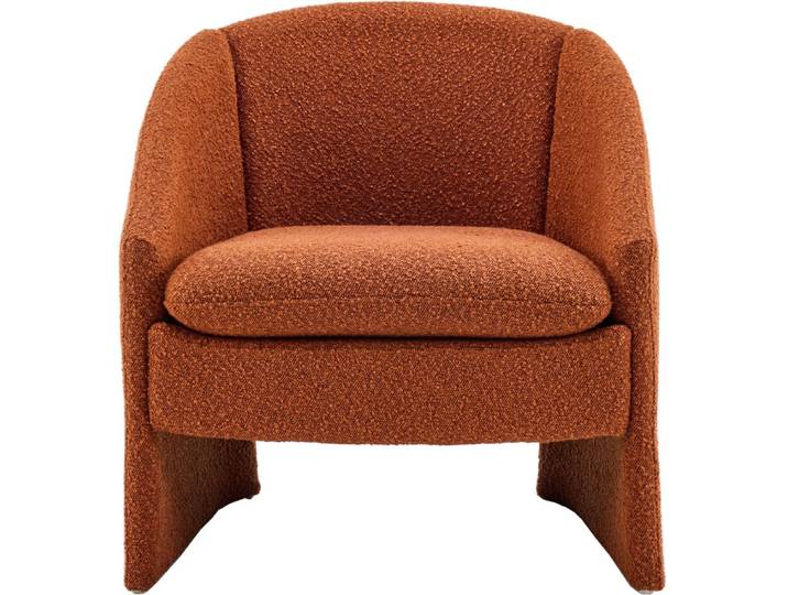 Fauteuil arrondi en tissu bouclé rouille