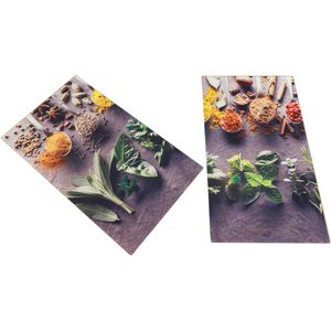 Böttcher-AG Herdabdeckplatte mit Gewürz- & Kräutermotiv, Glas, 2-teilig, hitzebeständig, je 30 x 52 cm