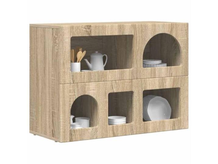 KTHLBRH Sideboard ELST Eiche Sonoma 80,5 x 35 x 59 cm Mehrschichtiges Holz, minimalistisches Design, für Esszimmer oder Wohnzimmer, viel Stauraum
