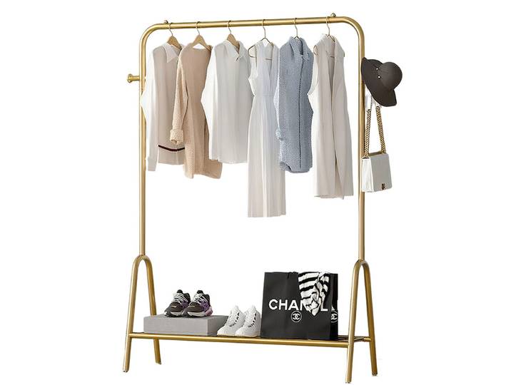 Leli Portant à vêtements sur pied à poteau unique pour chambre et balcon, finition or luxueux, 100 cm