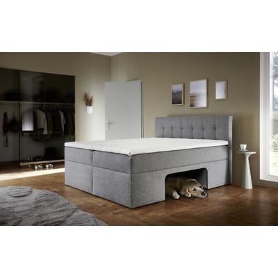 Boxbett HOME AFFAIRE "Carolin", grau (hellgrau), B:182cm L:210cm, Komplettbetten, mit Nische inkl. gepolsterter Unterlage für Haustiere